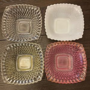 Federal glass Diamond pattern set of four square bowls.